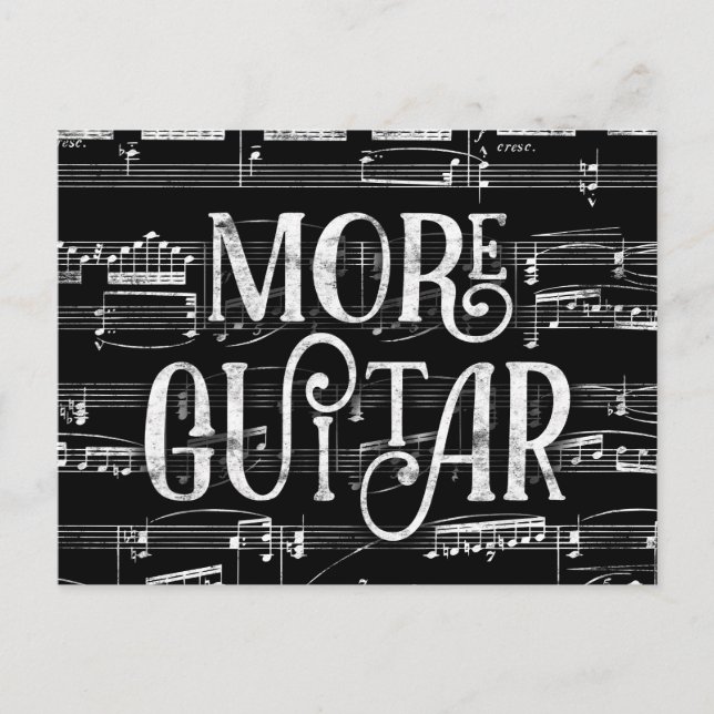 Mehr Guitar Chalkboard - Schwarz-weiße Musik Postkarte (Vorderseite)
