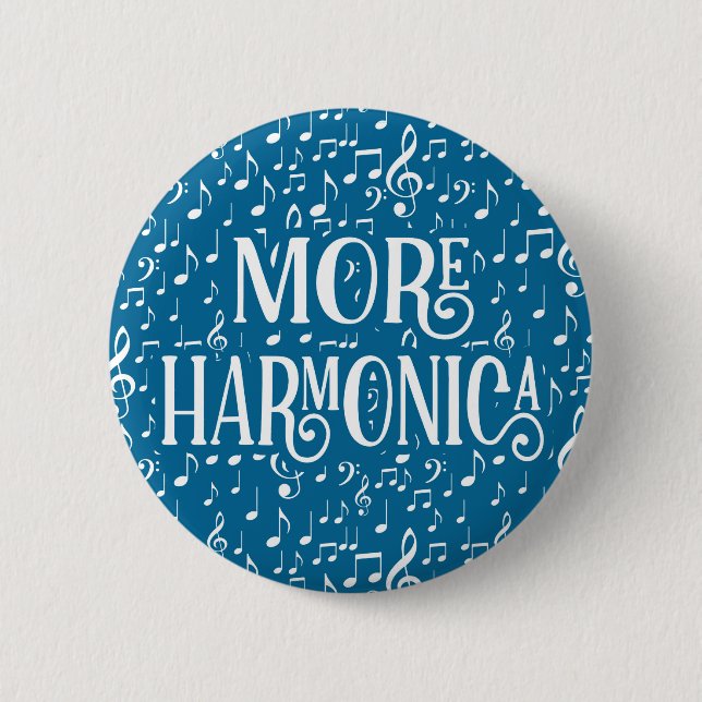 Mehr Harmonica - Blue White Music Button (Vorderseite)