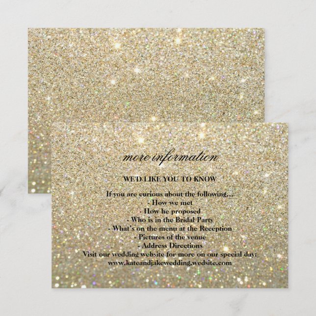 Mehr Info Wedding Card - Gold Glit Fab Einladung (Vorne/Hinten)