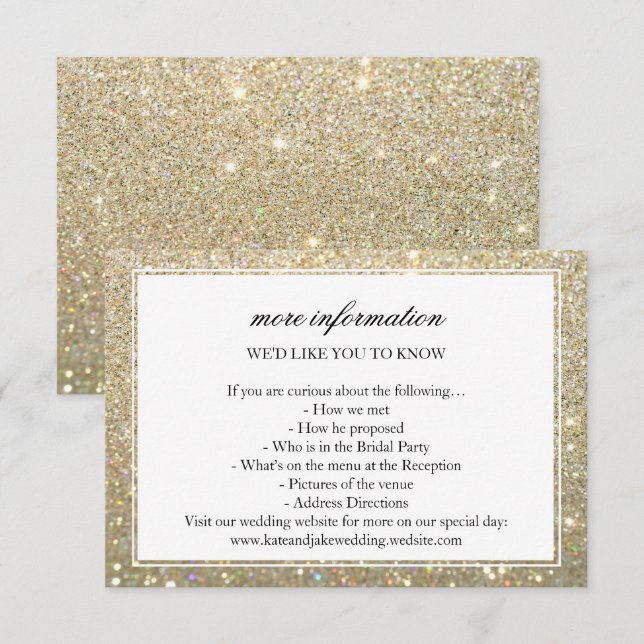 Mehr Info Wedding Card - Gold Glit Fab Gerahmt Einladung (Vorne/Hinten)