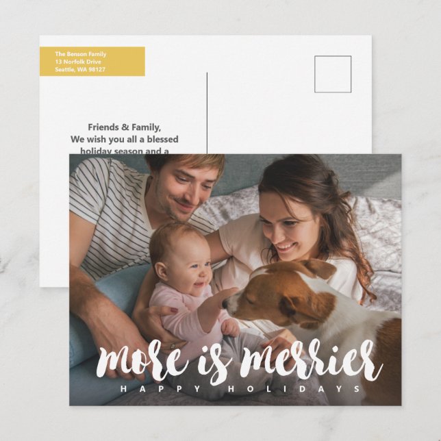 Mehr ist Merrier Holiday Foto Feiertagspostkarte (Vorne/Hinten)