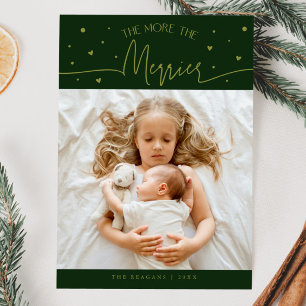 Mehr ist Merrier Weihnachten Grüne Foto Geburt Ankündigung