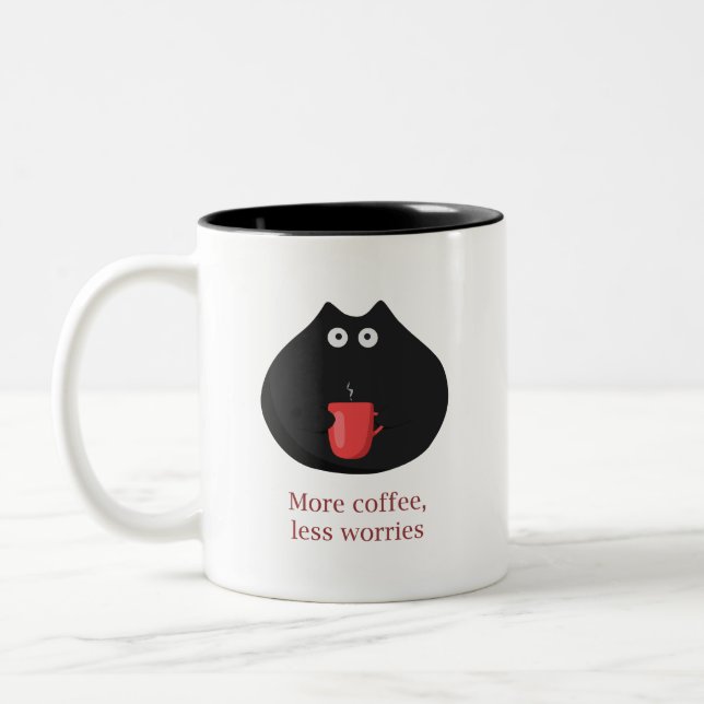 Mehr Kaffee weniger Sorgen Zweifarbige Tasse (Links)