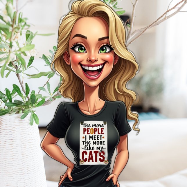 Mehr Leute Katzen lustige Grafik T-Shirt (People can be annoying at times. Cats not so much)