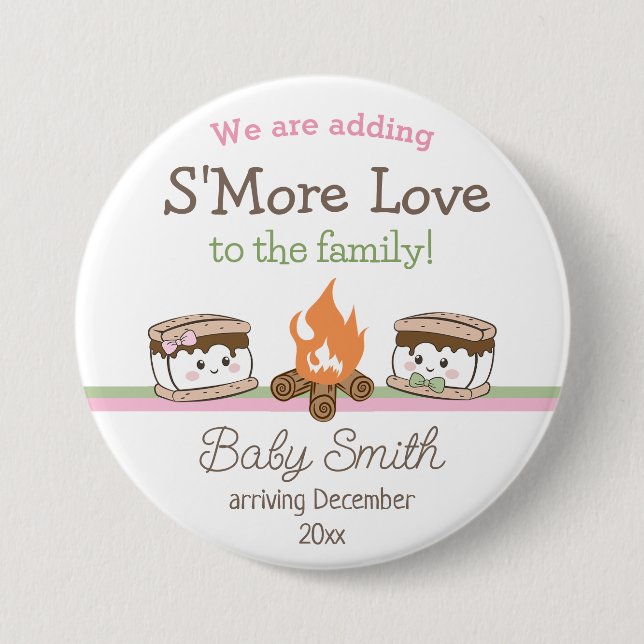Mehr Liebe Baby Dusche Geschlecht offenbaren Button (Vorderseite)