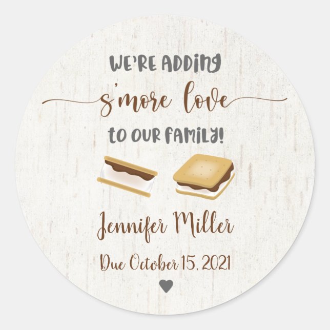 Mehr Liebe S'mores Baby Duwer Gefallen Runder Aufkleber (Vorderseite)