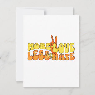 Mehr Liebe weniger Hass - Hippie Typografie Feiertagskarte