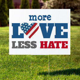 Mehr Liebe Weniger Hass USA Fahne Herz Fett Typogr Gartenschild