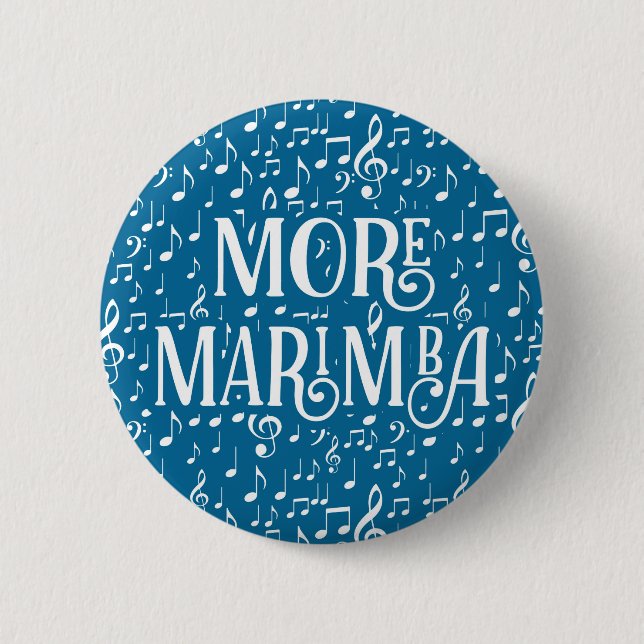 Mehr Marimba - Blaue weiße Musik Button (Vorderseite)
