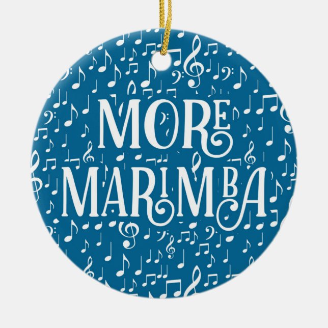 Mehr Marimba - Blaue weiße Musik Keramik Ornament (Vorne)