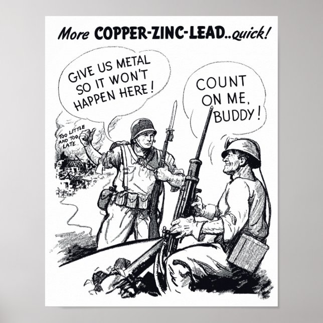 Mehr Metalle — Zweiter Weltkrieg Cartoon Poster (Vorne)