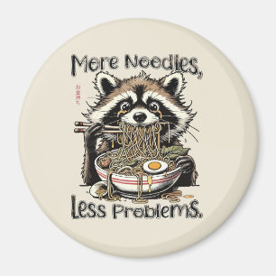 Mehr Nudeln weniger Probleme Waschbär isst Ramen Magnet
