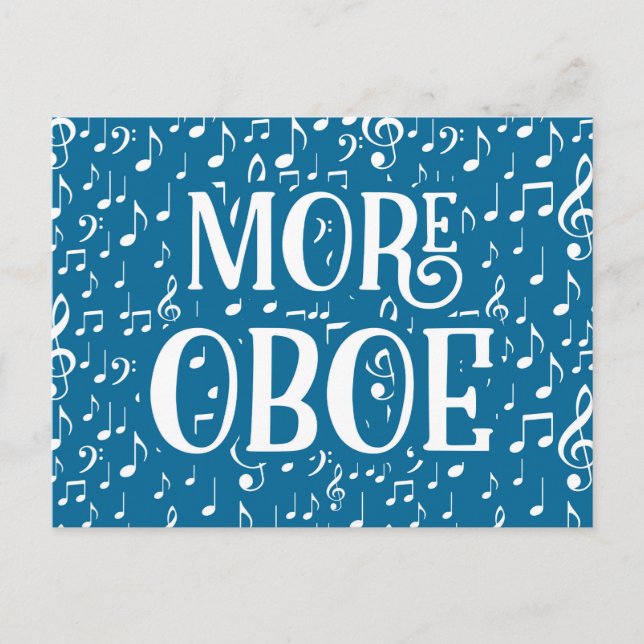 Mehr Oboe - Blaue weiße Musik Postkarte (Vorderseite)