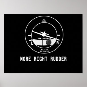 Mehr rechts Rudder CFI Flight Instructor Pilot Ges Poster