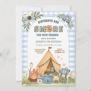 Mehr S’more-Spaß mit Freunden beim Camping-Geburts Einladung