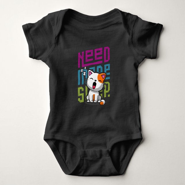 Mehr Schlaf brauchen | Funny Cat niedlicher Ausspr Baby Strampler (Vorderseite)