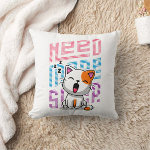 Mehr Schlaf brauchen   Funny Cat niedlicher Ausspr Kissen