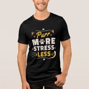 Mehr schnurren, weniger Stress - Retro-Katze-Desig Tri-Blend Shirt