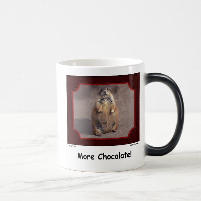 "Mehr Schokolade!" Eichhörnchen-Tasse Verwandlungstasse (Rechts)