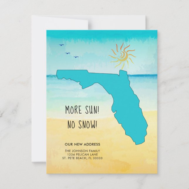 Mehr Sonne! Kein Schnee! Neue Adresse in Florida Ankündigung (Vorderseite)