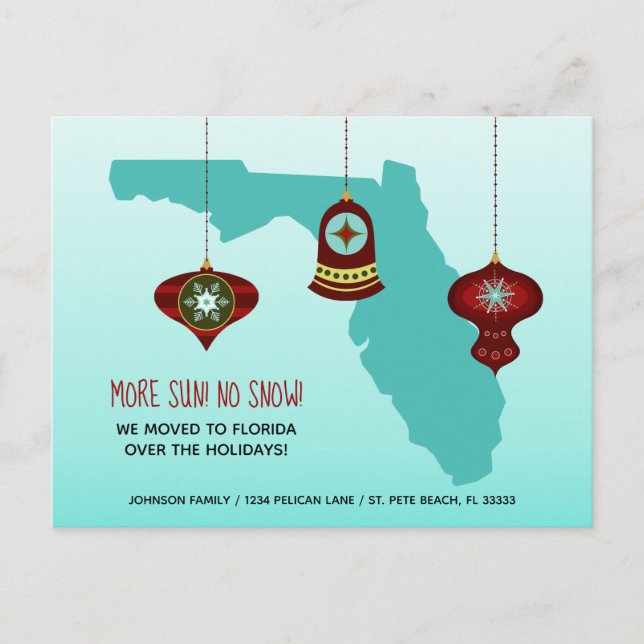 Mehr Sonne ohne Schnee Florida Karte Weihnachtswan (Vorderseite)