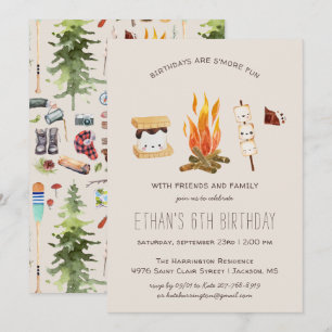 Mehr Spaß Camping Birthday Party Einladung