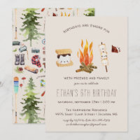 Mehr Spaß | Camping Birthday Party Einladung