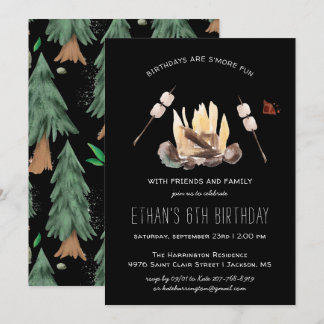 Mehr Spaß | Camping Birthday Party Einladung