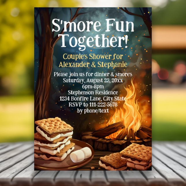 Mehr Spaß mit Freunden Bonfire Paare Dusche Einladung (smore fun together i do bbq couples bridal shower invitations)