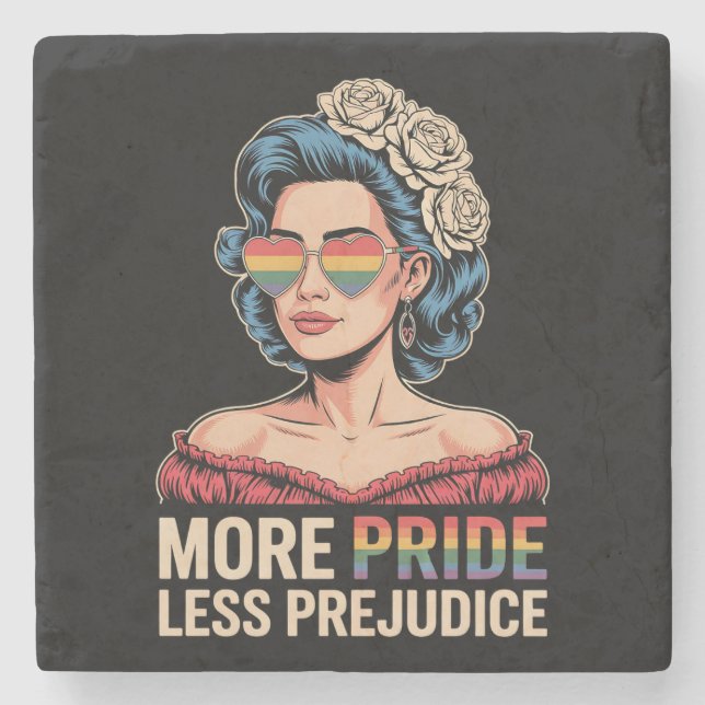Mehr Stolz weniger Vorurteil LGBTQ Pride Ally Rain Steinuntersetzer (Vorderseite)