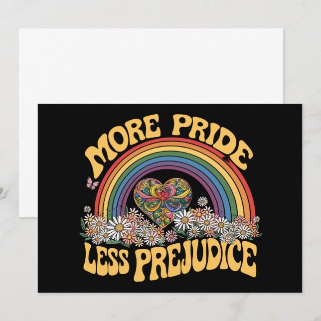Mehr Stolz weniger Vorurteile Retro-Regenbogen-Pri Einladung (Vorne/Hinten)