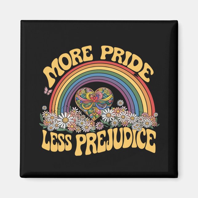 Mehr Stolz weniger Vorurteile Retro-Regenbogen-Pri Magnet (Vorne)