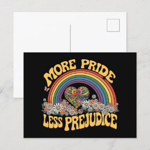 Mehr Stolz weniger Vorurteile Retro-Regenbogen-Pri Postkarte