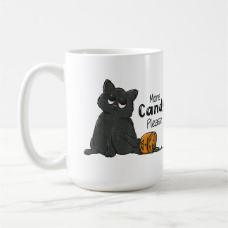 Mehr Süßigkeiten bitte Halloween schwarze Katze Kaffeetasse