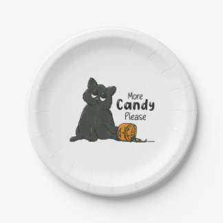 Mehr Süßigkeiten bitte Halloween schwarze Katze Pappteller