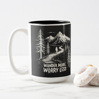 Mehr wandern, weniger wanderer zweifarbige tasse
