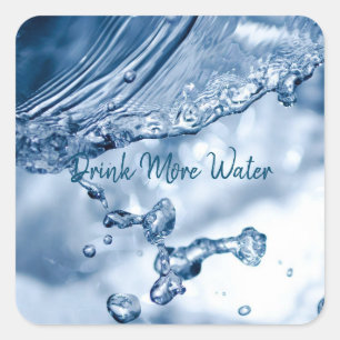 Mehr Wasser trinken / Motivierend / gesund leben Quadratischer Aufkleber