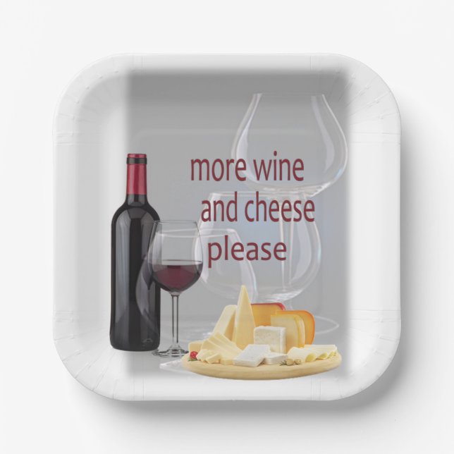 Mehr Wein und Käse Pappteller (Vorderseite)
