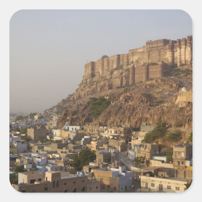 Mehrangarh Fort von Jodhpur. Rajasthan, INDIEN. Quadratischer Aufkleber (Vorderseite)