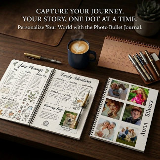 Mehrbildquadrate personalisiertes Bullet Journal Notizbuch