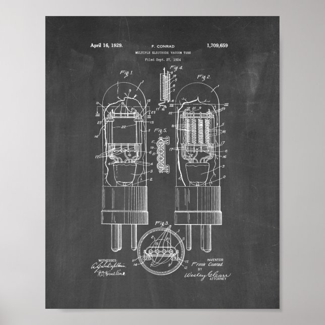 Mehrelektrodenvakuum-Tube-Patent - Khalkboard Poster (Vorne)