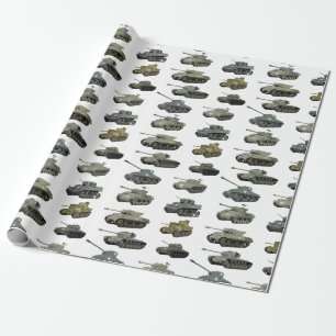 Mehrere amerikanische WW2-Tanks und gepanzerte Fah Geschenkpapier