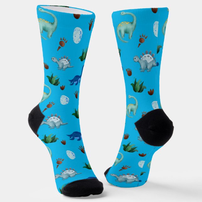 Mehrere Dinosaurier-Arten im türkisfarbenen Hinter Socken (Gewinkelt)