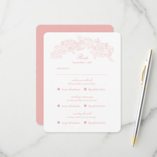 Mehrere Ereignisse Victorian Pink Romantische RSVP Karte