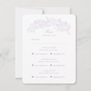 Mehrere Ereignisse Victorian Purple Romantische RS RSVP Karte