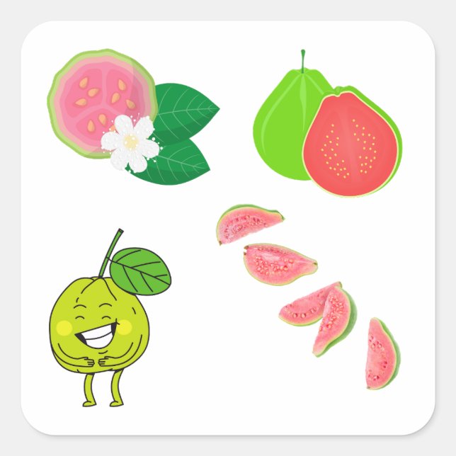 Mehrere Guava-Aufkleber Quadratischer Aufkleber (Vorderseite)