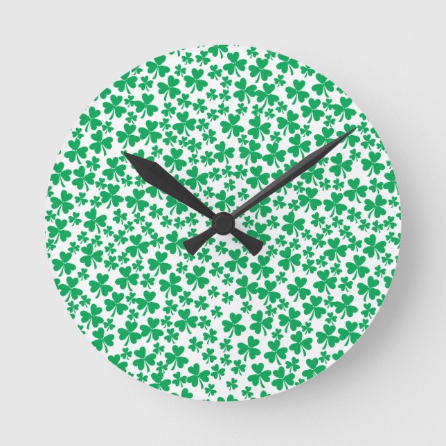 Mehrere Kleeblätter Runde Wanduhr (Vorderseite)