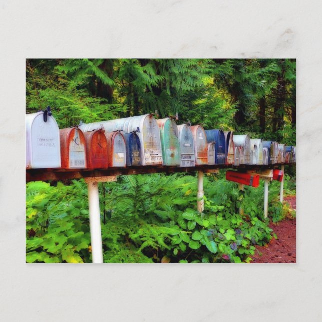Mehrere Mailboxen in Folge Postkarte (Vorderseite)