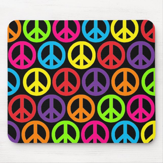 Mehrere mehrfarbige Friedenszeichen Mousepad (Vorne)