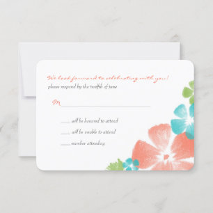 Mehrere Papaya-Aquarellblumen Hochzeit RSVP Karte